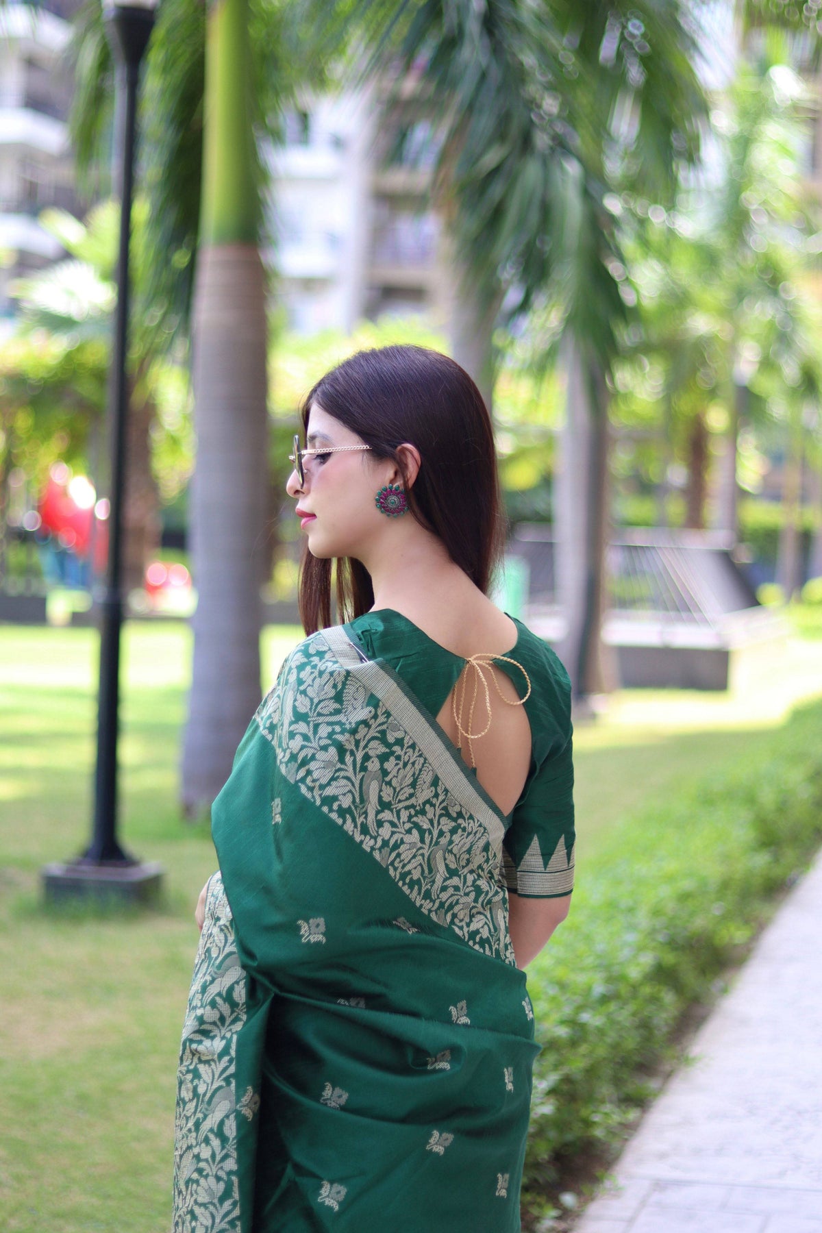 Jyoti Fashion Women's Green Handloom Raw Silk Weaving Pallu Traditional Saree with Blouse | Grocsy