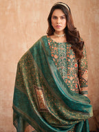 Jyoti Fashion Women's Green Pure Tissue Shimmer Floral Digital Print With Zardoshi Hand Work Salwar Suit Set | Grocsy