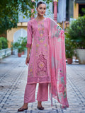Jyoti Fashion Women's Pink Muslin Resham Thread with Jari & Cut Work Salwar Suit Set | Grocsy
