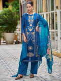 Jyoti Fashion Women's Navy Blue Muslin Resham Thread with Jari & Cut Work Salwar Suit Set | Grocsy