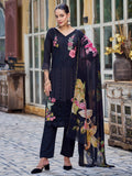Jyoti Fashion Women's Black Muslin Resham Thread with Jari & Cut Work Salwar Suit Set | Grocsy
