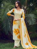 Jyoti Fashion Women's Cream Muslin Floral Digital Print with Sequins Work Salwar Suit Set | Grocsy