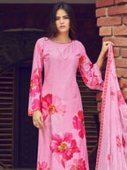 Jyoti Fashion Women's Pink Muslin Floral Digital Print with Sequins Work Salwar Suit Set | Grocsy