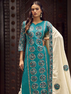 Jyoti Fashion Women's Teal Pure Cotton Digital Printed Salwar Suit Set | Grocsy