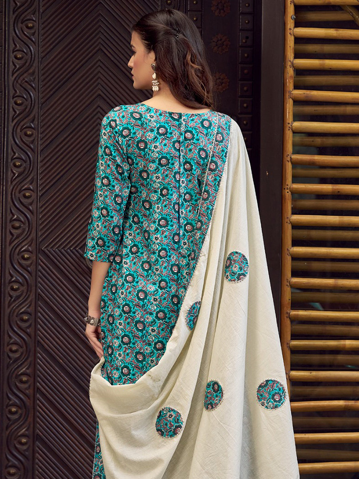 Jyoti Fashion Women's Teal Pure Cotton Digital Printed Salwar Suit Set | Grocsy