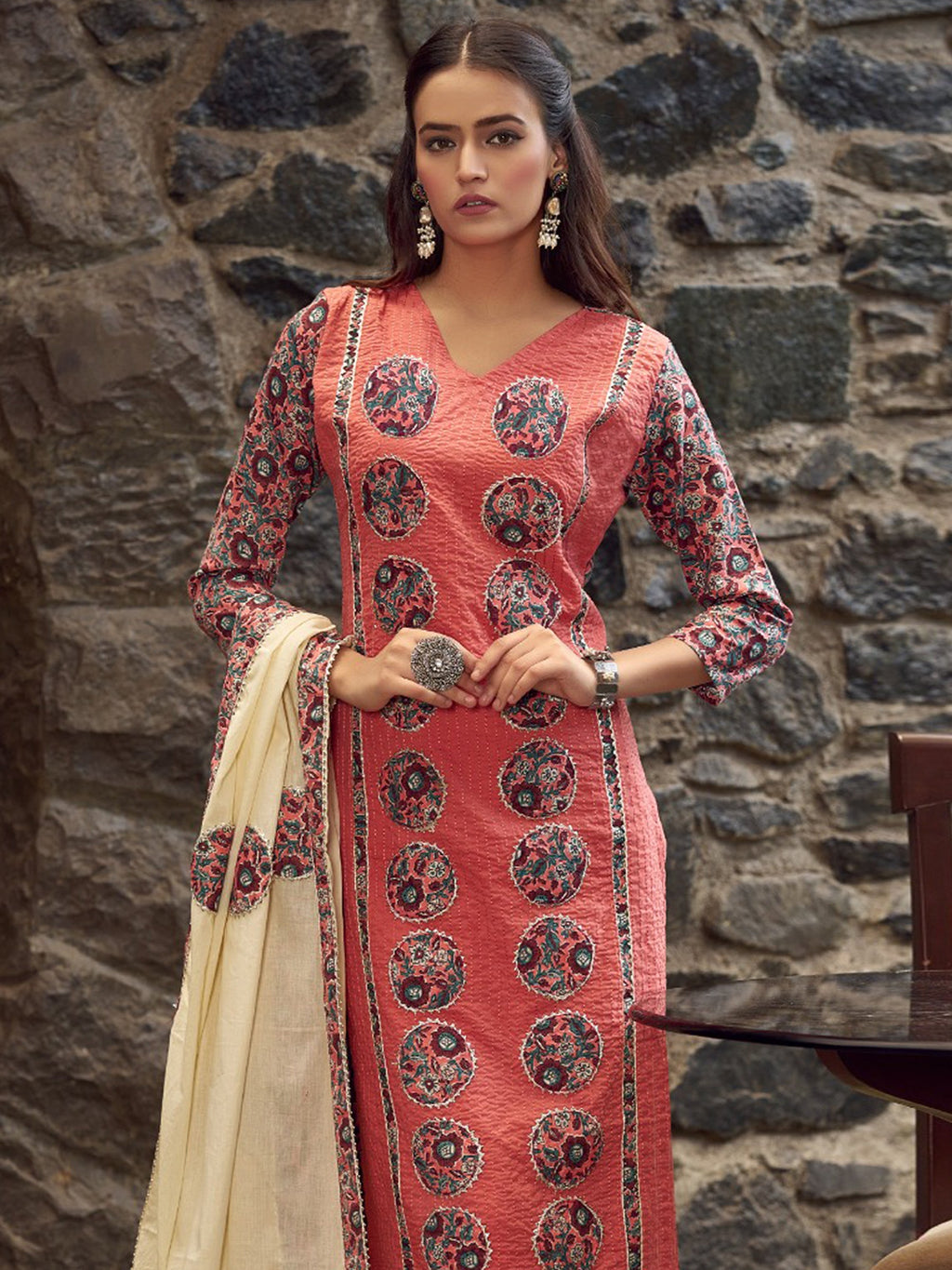 Jyoti Fashion Women's Coral Pure Cotton Digital Printed Salwar Suit Set | Grocsy
