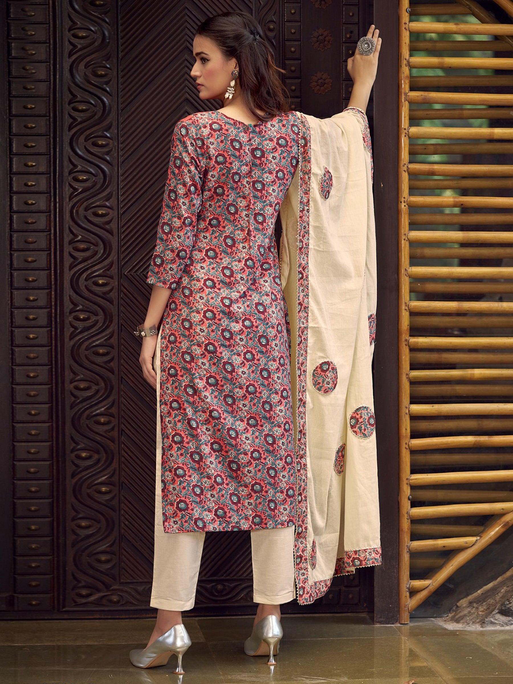 Jyoti Fashion Women's Coral Pure Cotton Digital Printed Salwar Suit Set | Grocsy