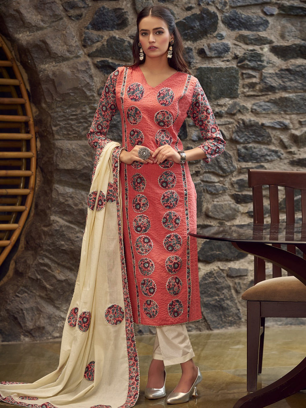 Jyoti Fashion Women's Coral Pure Cotton Digital Printed Salwar Suit Set | Grocsy