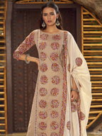 Jyoti Fashion Women's Beige Pure Cotton Digital Printed Salwar Suit Set | Grocsy
