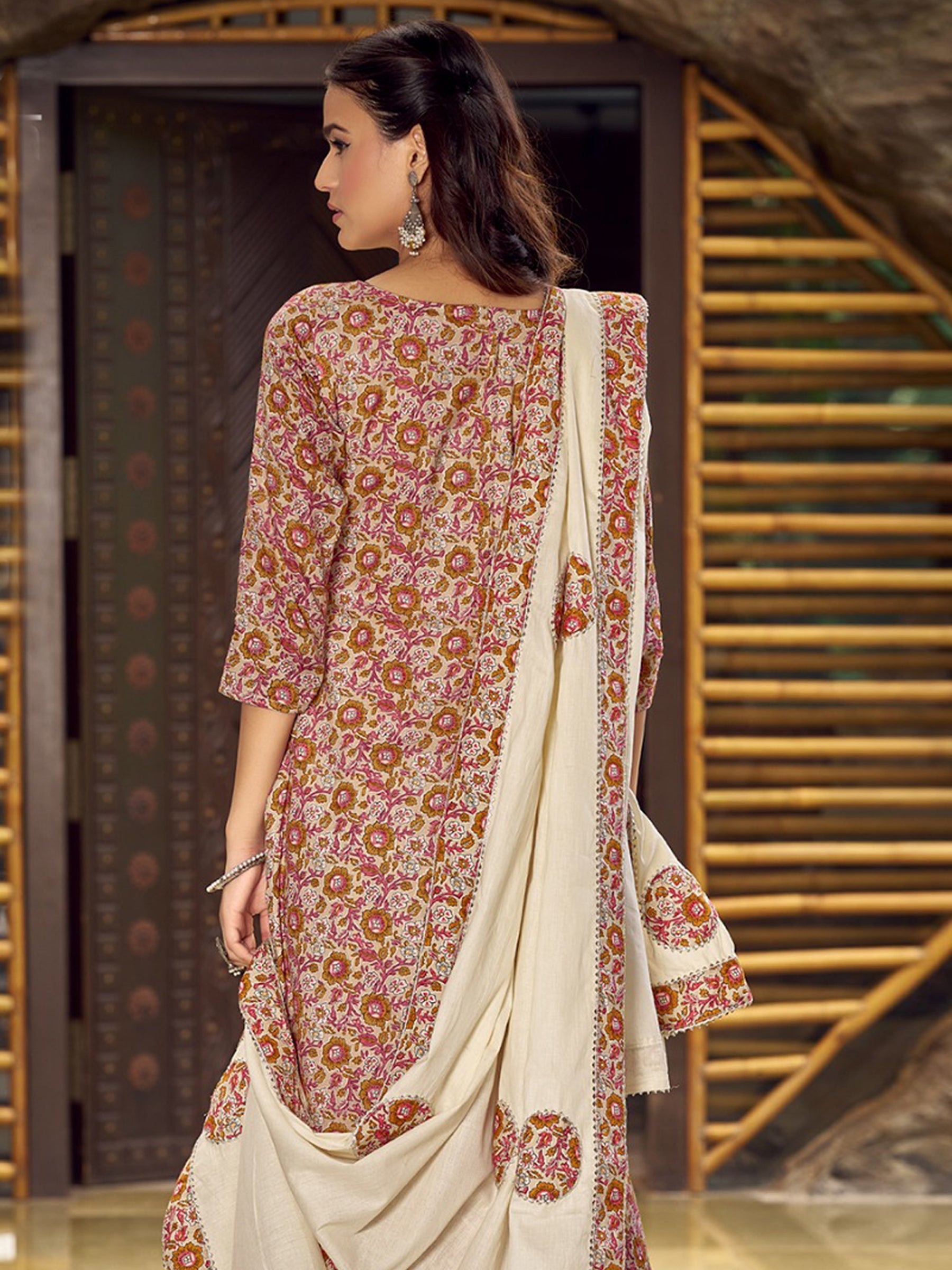 Jyoti Fashion Women's Beige Pure Cotton Digital Printed Salwar Suit Set | Grocsy