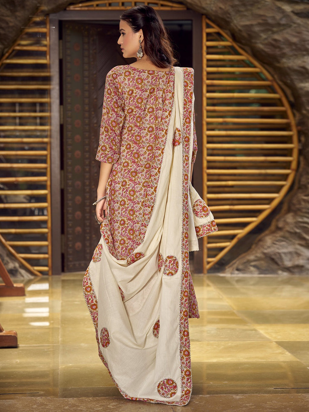 Jyoti Fashion Women's Beige Pure Cotton Digital Printed Salwar Suit Set | Grocsy
