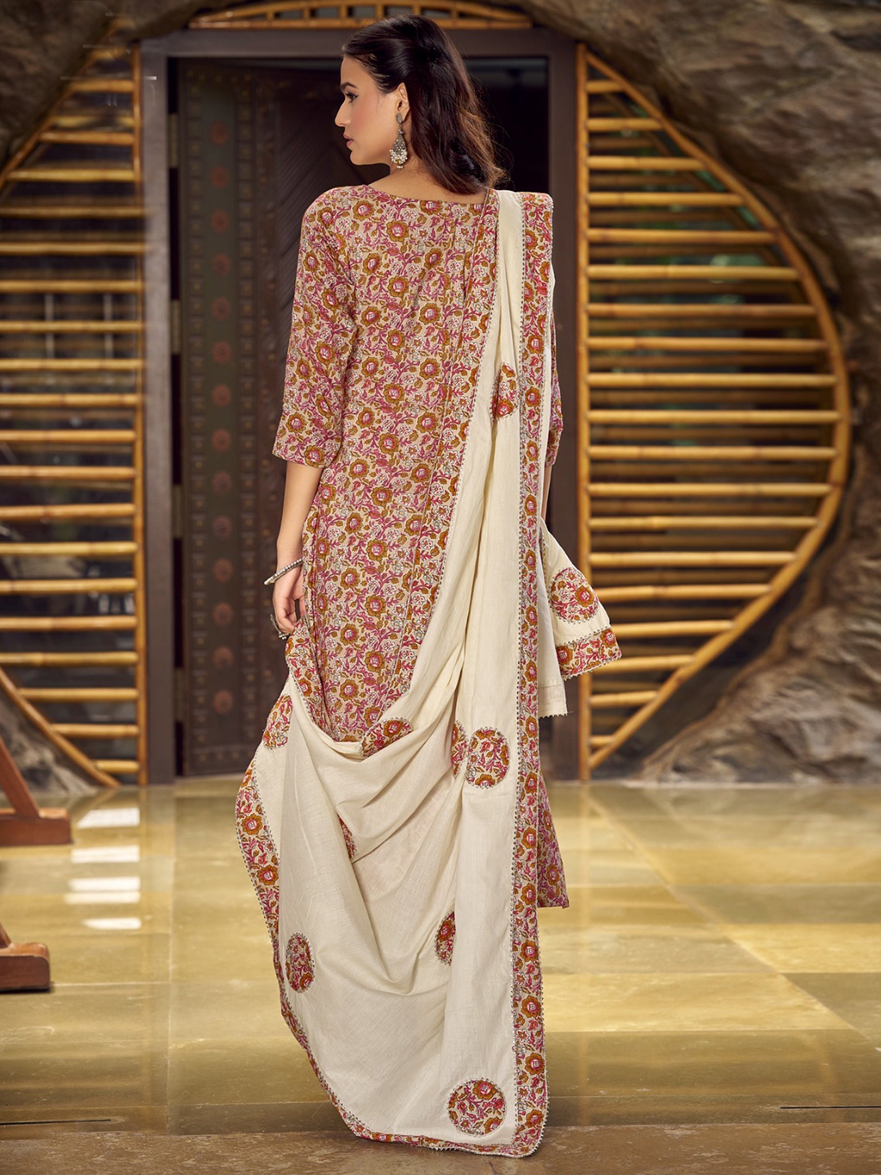 Jyoti Fashion Women's Beige Pure Cotton Digital Printed Salwar Suit Set | Grocsy