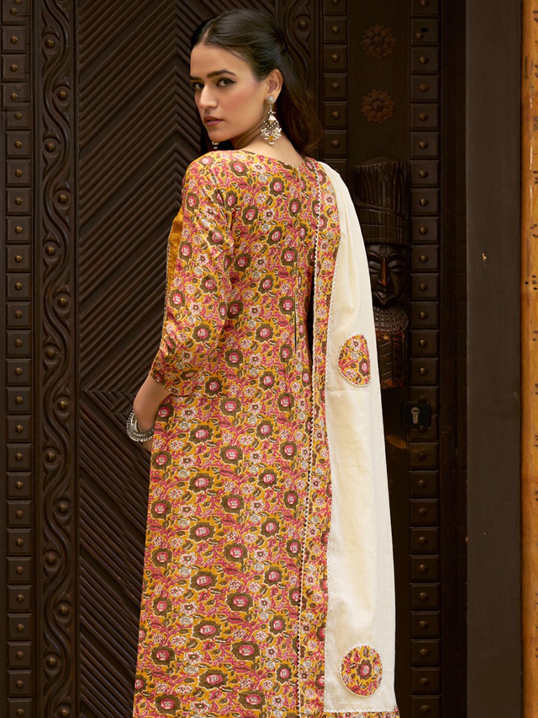 Jyoti Fashion Women's Mustard Pure Cotton Digital Printed Salwar Suit Set | Grocsy