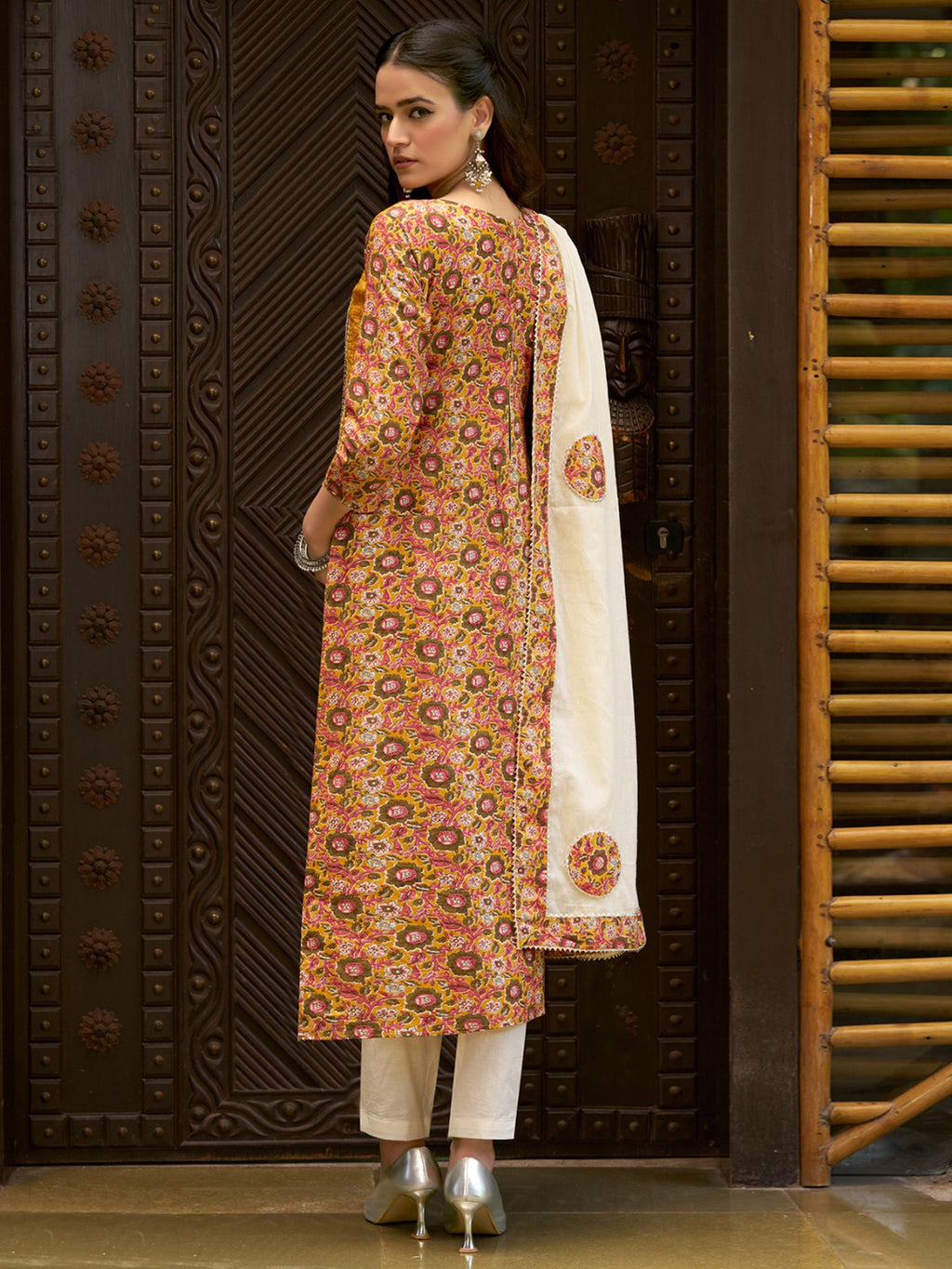 Jyoti Fashion Women's Mustard Pure Cotton Digital Printed Salwar Suit Set | Grocsy
