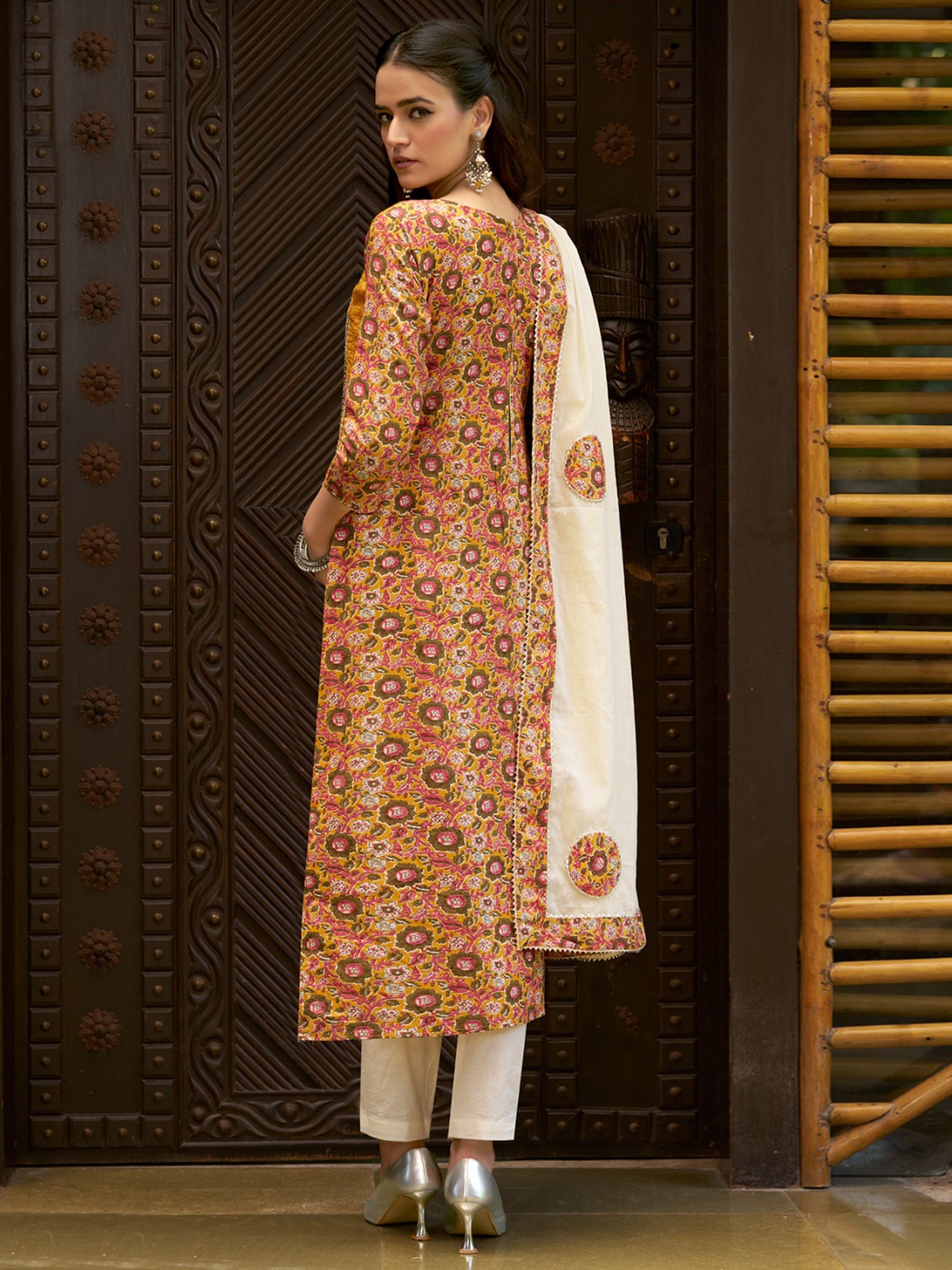 Jyoti Fashion Women's Mustard Pure Cotton Digital Printed Salwar Suit Set | Grocsy