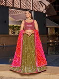 Jyoti Fashion Women's Olive Georgette Zari & Heavy Sequin Embroidery Lehenga Choli & Dupatta | Grocsy