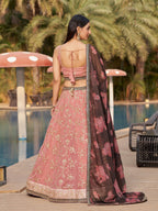 Jyoti Fashion Women's Pink Georgette Zari & Heavy Sequin Embroidery Lehenga Choli & Dupatta | Grocsy