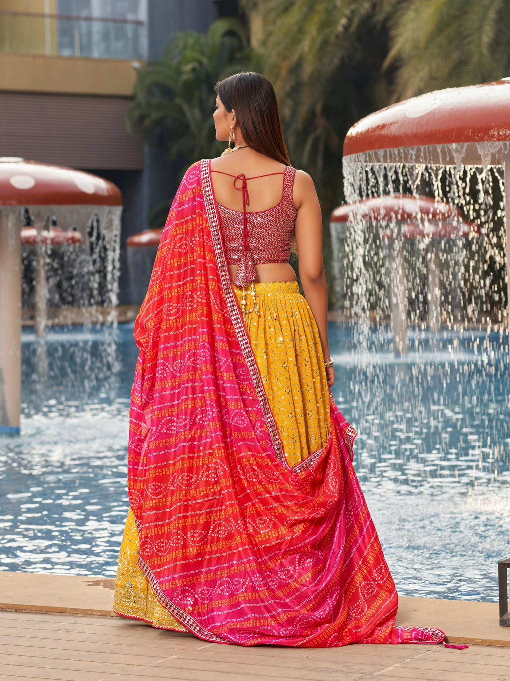 Jyoti Fashion Women's Yellow Georgette Zari & Heavy Sequin Embroidery Lehenga Choli & Dupatta | Grocsy