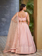 Jyoti Fashion Women's Pink Georgette Zari & Heavy Sequin Embroidery Lehenga Choli & Dupatta | Grocsy