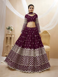 Jyoti Fashion Women's Wine Georgette Sequins Zari Embroidered Lehenga Choli & Dupatta | Grocsy