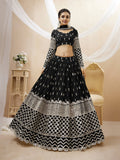 Jyoti Fashion Women's Black Georgette Sequins Zari Embroidered Lehenga Choli & Dupatta | Grocsy