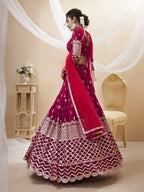 Jyoti Fashion Women's Hot Pink Georgette Sequins Zari Embroidered Lehenga Choli & Dupatta | Grocsy
