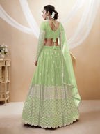 Jyoti Fashion Women's Pista Georgette Sequins Zari Embroidered Lehenga Choli & Dupatta | Grocsy