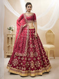 Jyoti Fashion Women's Red Art Silk Sequins with Foil & Zari Embroidered Lehenga Choli & Dupatta | Grocsy