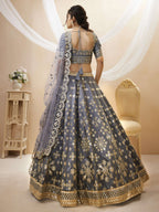 Jyoti Fashion Women's Grey Art Silk Sequins with Foil & Zari Embroidered Lehenga Choli & Dupatta | Grocsy