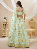 Jyoti Fashion Women's Pista Art Silk Sequins with Foil & Zari Embroidered Lehenga Choli & Dupatta | Grocsy