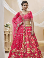 Jyoti Fashion Women's Pink Art Silk Sequins with Foil & Zari Embroidered Lehenga Choli & Dupatta | Grocsy