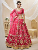 Jyoti Fashion Women's Pink Art Silk Sequins with Foil & Zari Embroidered Lehenga Choli & Dupatta | Grocsy