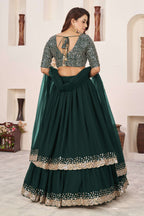 Jyoti Fashion Women's Green Georgette Sequins Zari Embroidered Lehenga Choli & Dupatta | Grocsy