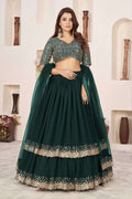 Jyoti Fashion Women's Green Georgette Sequins Zari Embroidered Lehenga Choli & Dupatta | Grocsy