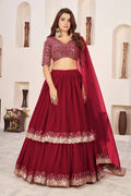 Jyoti Fashion Women's Red Georgette Sequins Zari Embroidered Lehenga Choli & Dupatta | Grocsy