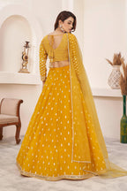 Jyoti Fashion Women's Yellow Georgette Multi Colored Thread with Sequins Embroidered Lehenga Choli & Dupatta | Grocsy