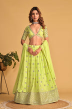 Jyoti Fashion Women's Neon Georgette Sequins Zari Embroidered Lehenga Choli & Dupatta | Grocsy