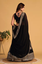 Jyoti Fashion Women's Black Georgette Sequins Zari Embroidered Lehenga Choli & Dupatta | Grocsy