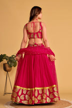 Jyoti Fashion Women's Pink Georgette Sequins Zari Embroidered Lehenga Choli & Dupatta | Grocsy