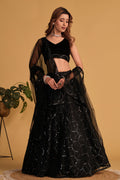 Jyoti Fashion Women's Black Georgette Sequins Thread Embroidered Lehenga Choli & Dupatta | Grocsy