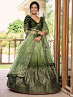 Jyoti Fashion Women's Green Chinon Sequins Thread Embroidered Lehenga Choli & Dupatta | Grocsy