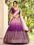 Jyoti Fashion Women's Purple Chinon Sequins Thread Embroidered Lehenga Choli & Dupatta | Grocsy