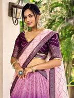 Jyoti Fashion Women's Purple Chinon Sequins Thread Embroidered Lehenga Choli & Dupatta | Grocsy