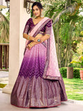 Jyoti Fashion Women's Purple Chinon Sequins Thread Embroidered Lehenga Choli & Dupatta | Grocsy