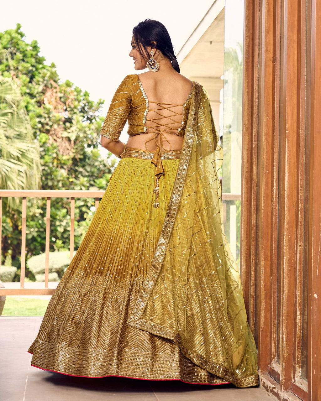 Jyoti Fashion Women's Yellow Chinon Sequins Thread Embroidered Lehenga Choli & Dupatta | Grocsy