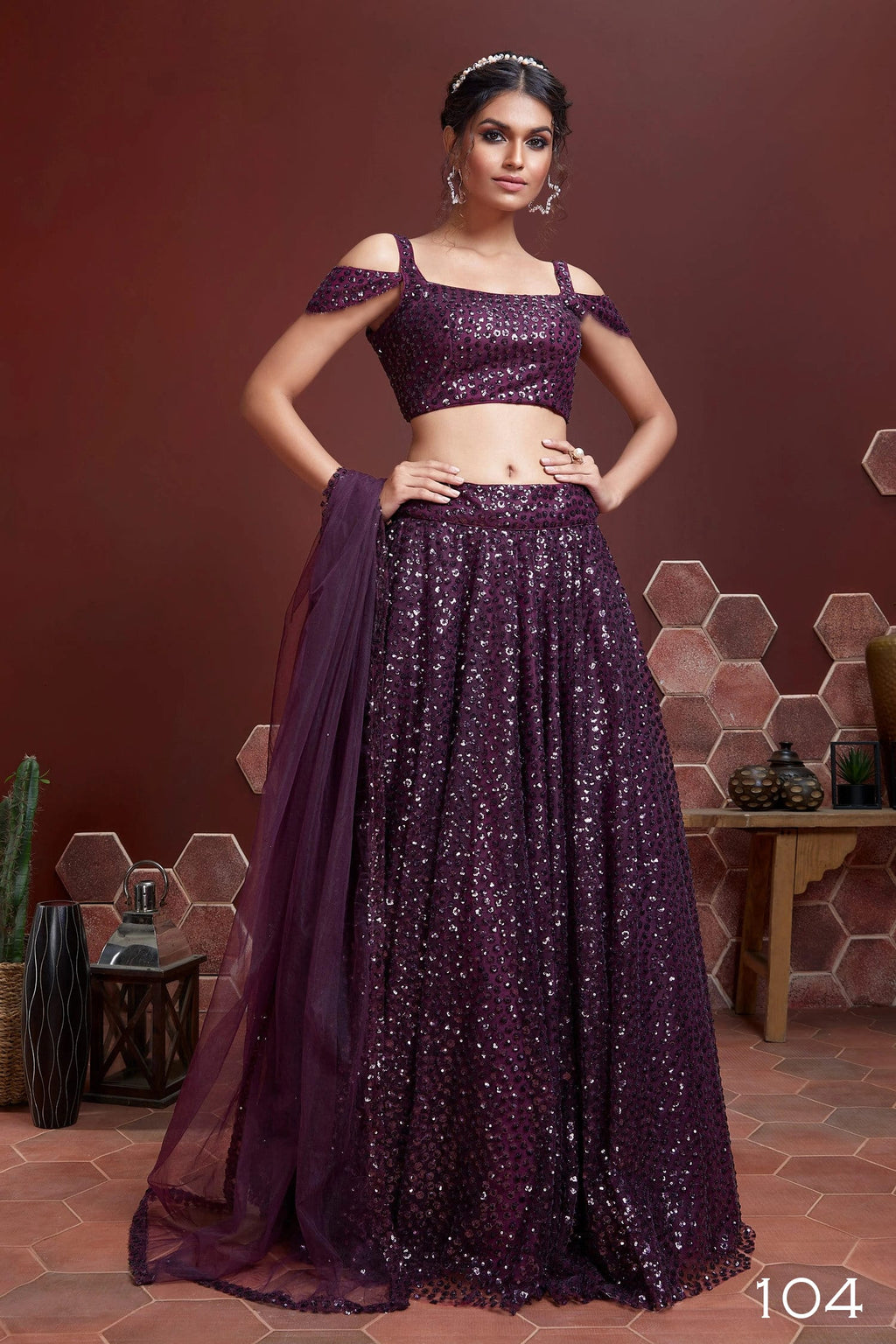 Jyoti Fashion Women's Purple Heavy Soft Net Heavy Sequins Embroidered Lehenga Choli & Dupatta | Grocsy