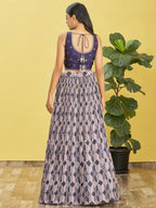 Jyoti Fashion Women's Blue Chinon Real Mirror with Sequins Thread Embroidered Lehenga Choli & Dupatta | Grocsy