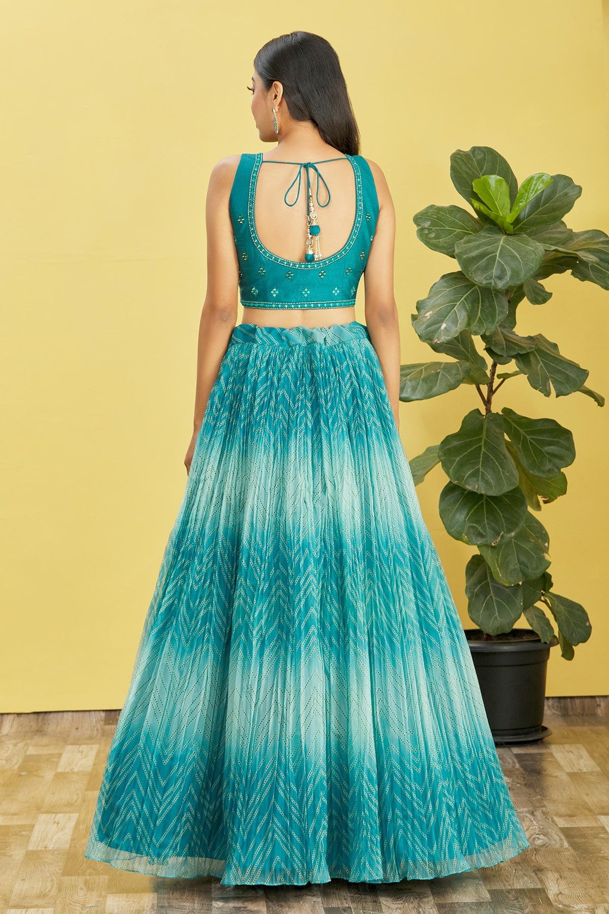 Jyoti Fashion Women's Blue Organza Real Mirror with Sequins Thread Embroidered Lehenga Choli & Dupatta | Grocsy