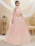 Jyoti Fashion Women's Baby Pink Georgette Sequins Zari Embroidered Lehenga Choli & Dupatta | Grocsy