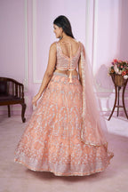 Jyoti Fashion Women's Baby Pink Soft Net Sequins Thread Embroidered Lehenga Choli & Dupatta | Grocsy